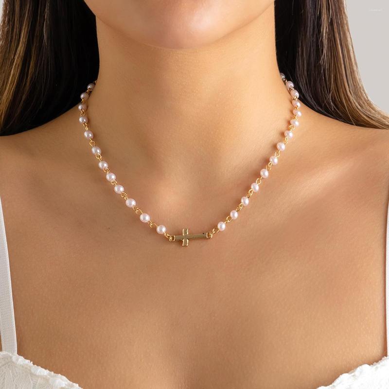 Choker Salircon Korean Style Romantic Imitation Pearl Short Collar Necklace Fashion Cross Pendant Wedding Party Women's Jewelry
Choker Salircon Korean Style Romantic Imitation Pearl Short Collar Necklace Fashion Cross Pendant Wedding Party Women's Jewelry