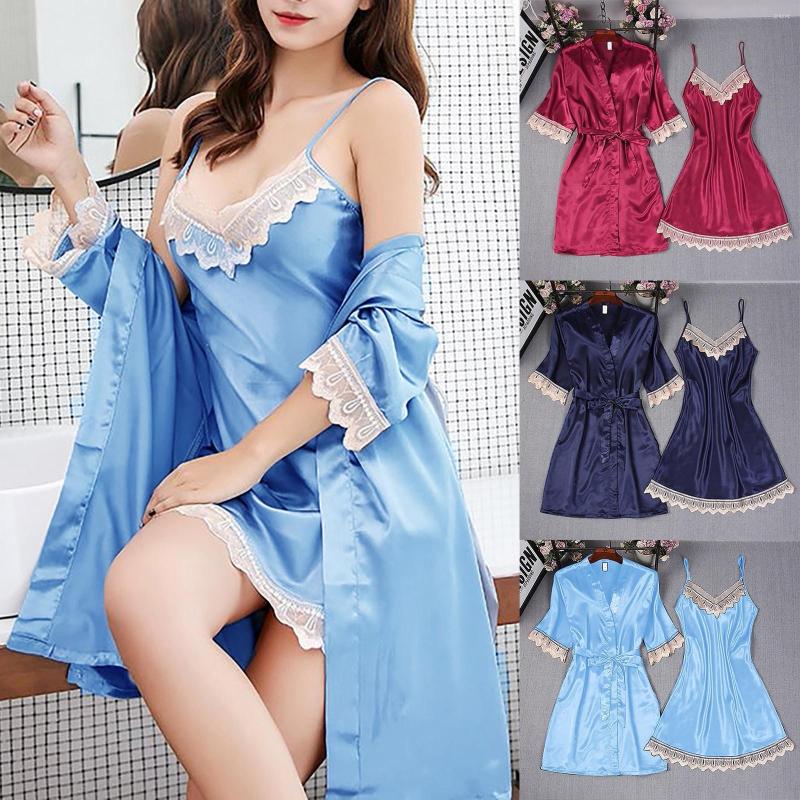 Women' Sleepwear Fashion Women' Nightgown Set Summer Mini Kimono Robe Lady Lace Rayon Bath Gown Yukata Sleepshirts Pijama Mujer 2Piece, Rd
Women' Sleepwear Fashion Women' Nightgown Set Summer Mini Kimono Robe Lady Lace Rayon Bath Gown Yukata Sleepshirts Pijama Mujer 2Piece, Rd