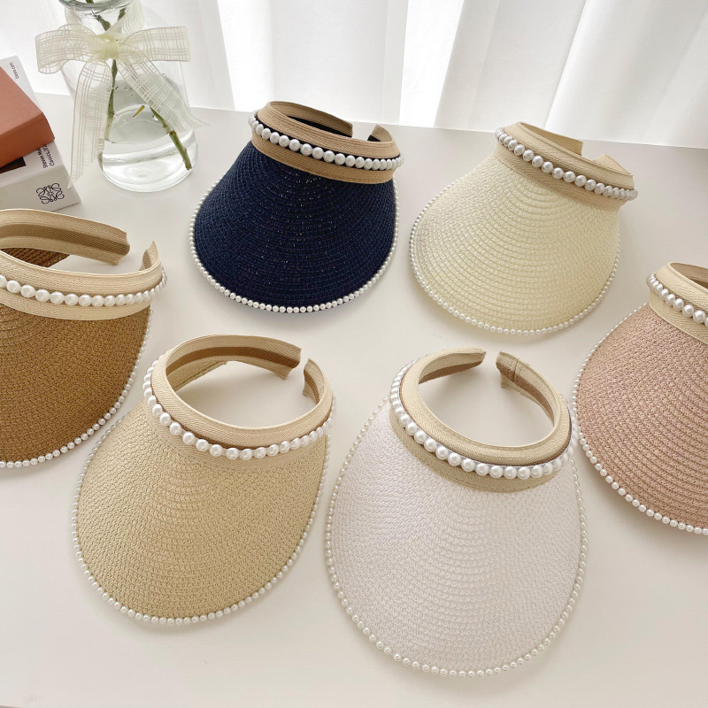 Straw Sun Visor Hat with Pearl Decoration Perfect for Outdoors Beach and Sun Protection, Aspic
Straw Sun Visor Hat with Pearl Decoration Perfect for Outdoors Beach and Sun Protection, Aspic