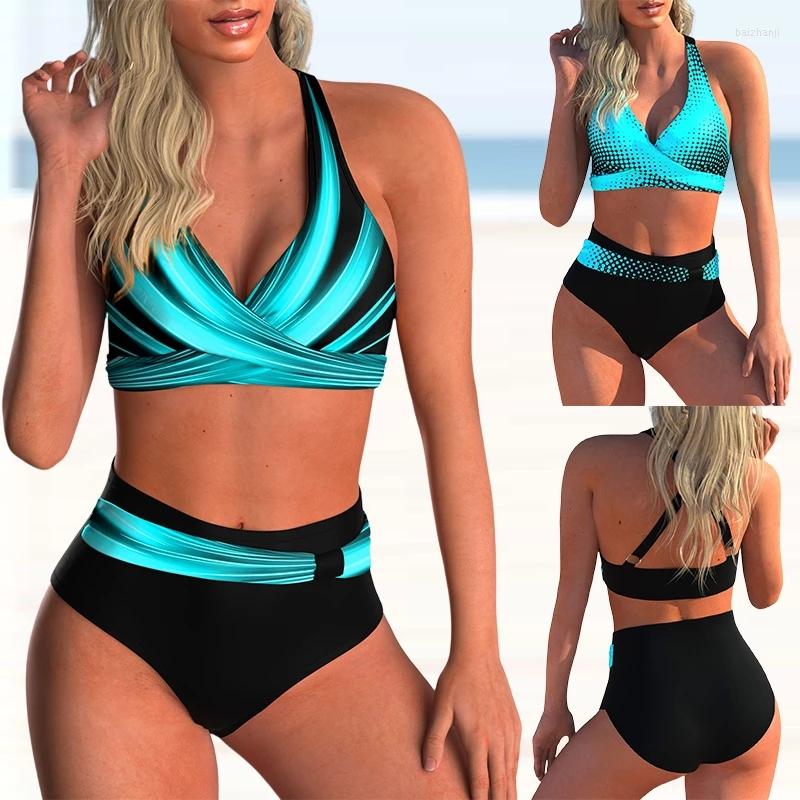 Women' Swimwear Women Sexy Bikini Set 2023 Summer High Waist Push Up Floral Print Female Beach Halter Backless Two Pieces Swimsuit, Dark blue
Women' Swimwear Women Sexy Bikini Set 2023 Summer High Waist Push Up Floral Print Female Beach Halter Backless Two Pieces Swimsuit, Dark blue