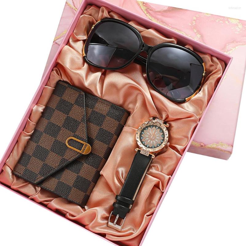 Wristwatches Lady Gift Box Set Birthday Glasses Wallet Watch Combination A08328, Coffee
Wristwatches Lady Gift Box Set Birthday Glasses Wallet Watch Combination A08328, Coffee