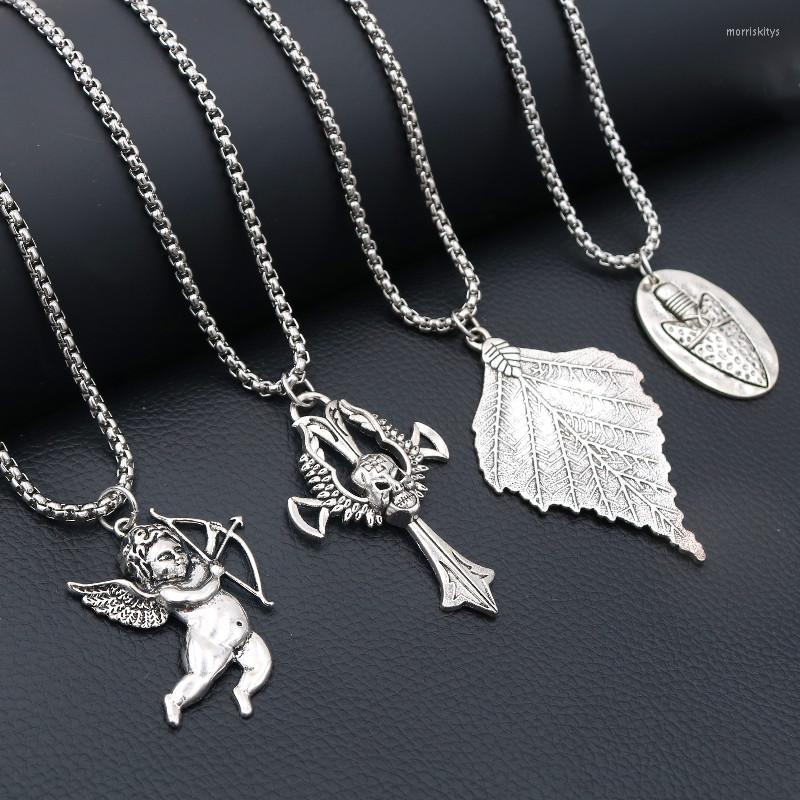 Pendant Necklaces Vintage Metal Necklace Leaves Charm Angel Spear Skull Cross DIY Handmade Men Jewelry
Pendant Necklaces Vintage Metal Necklace Leaves Charm Angel Spear Skull Cross DIY Handmade Men Jewelry
