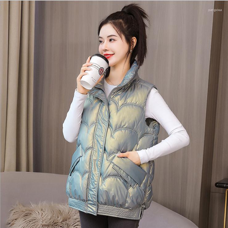 Women's Vests Shiny Winter Vest Women Zipper Stand Collar Pockets Ladies Causal Sleeveless Jacket Waistcoat For Female Sexy Cotton Tops, Silver
Women's Vests Shiny Winter Vest Women Zipper Stand Collar Pockets Ladies Causal Sleeveless Jacket Waistcoat For Female Sexy Cotton Tops, Silver