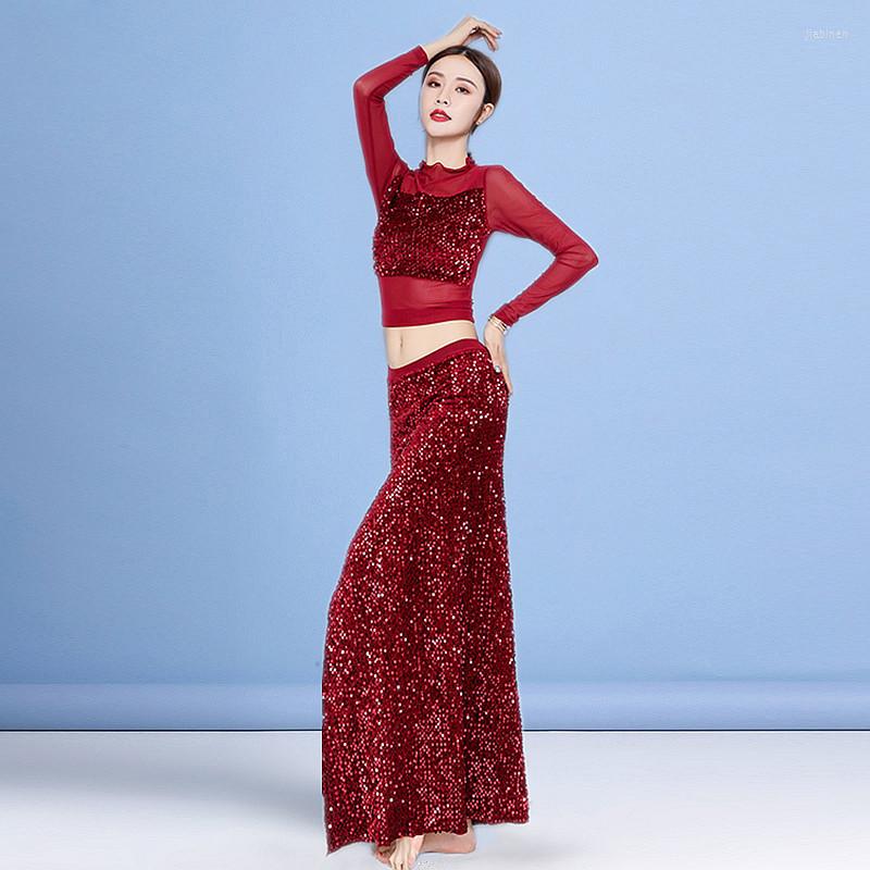 Stage Wear Sparkle Fashion Autumn Winter Class Women Dance Elegant Outfit Sequins Belly Costume Set Mesh Top & Long Skirt, Picture shown
Stage Wear Sparkle Fashion Autumn Winter Class Women Dance Elegant Outfit Sequins Belly Costume Set Mesh Top & Long Skirt, Picture shown
