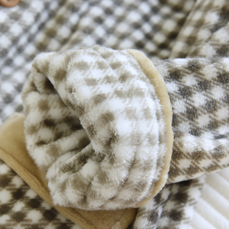 Men's Sleepwear Autumn and winter men's thickened flannel pajamas long-sleeved trousers two-piece plaid buttoned home service suit pajama 23