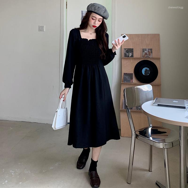 Casual Dresses QWEEK Vintgae Black Ruched Dress Women French Retro Elegant Wrap Square Collat Party Long Sleeve Korean Robe 2023 Spring
Casual Dresses QWEEK Vintgae Black Ruched Dress Women French Retro Elegant Wrap Square Collat Party Long Sleeve Korean Robe 2023 Spring