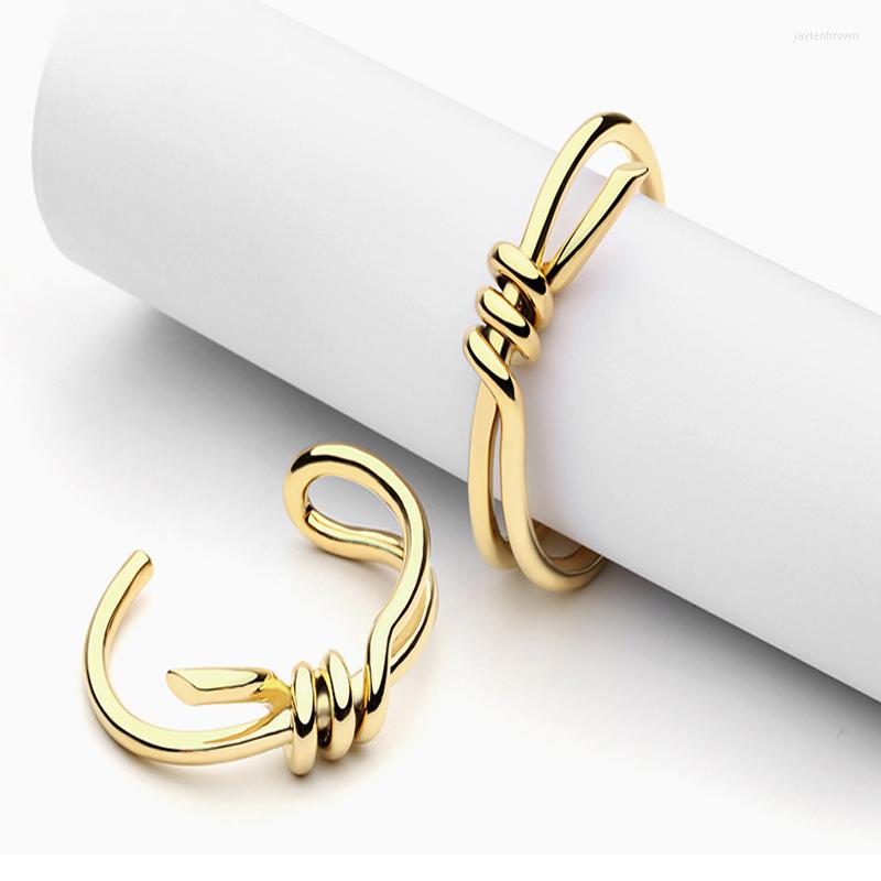 Bangle Women's Gift European And American Retro Elegant Knot Luxury Gold Color Bracelets