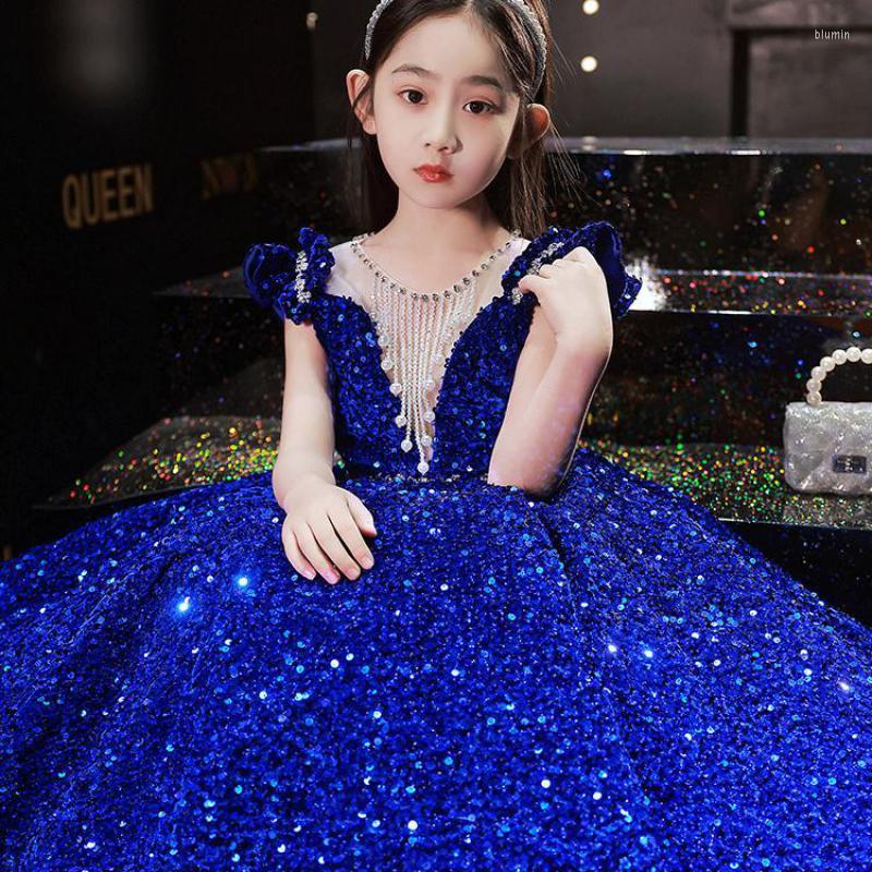 Girl Dresses Exquisite Luxury Flower Sequin Shining Sleeveless Little Ball Gown Sweet Bead Tassel Long Vestidos, Blue
Girl Dresses Exquisite Luxury Flower Sequin Shining Sleeveless Little Ball Gown Sweet Bead Tassel Long Vestidos, Blue