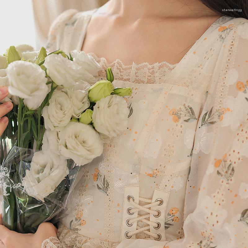 Casual Dresses Mori Girl Print Flower Dress Romantic French Style Lace Petal Sleeve Bandage Chic Vintage Woman Autumn Spring Vestido, Apricot
Casual Dresses Mori Girl Print Flower Dress Romantic French Style Lace Petal Sleeve Bandage Chic Vintage Woman Autumn Spring Vestido, Apricot