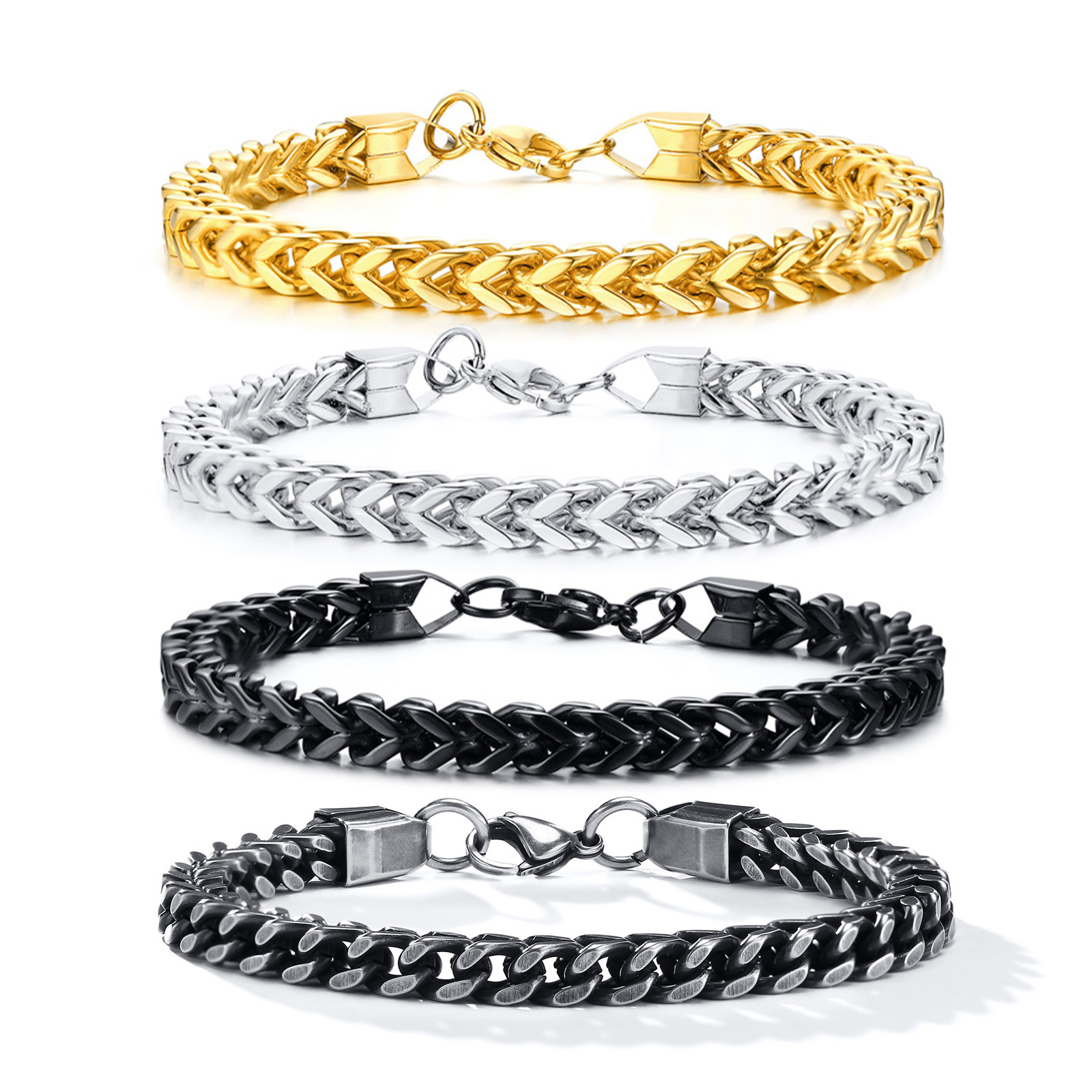 Mens Stainless Steel Double Franco Chain Bracelet Square Link Chain Bangle 6mm 8.66inch Silver Golden Black Choose
Mens Stainless Steel Double Franco Chain Bracelet Square Link Chain Bangle 6mm 8.66inch Silver Golden Black Choose