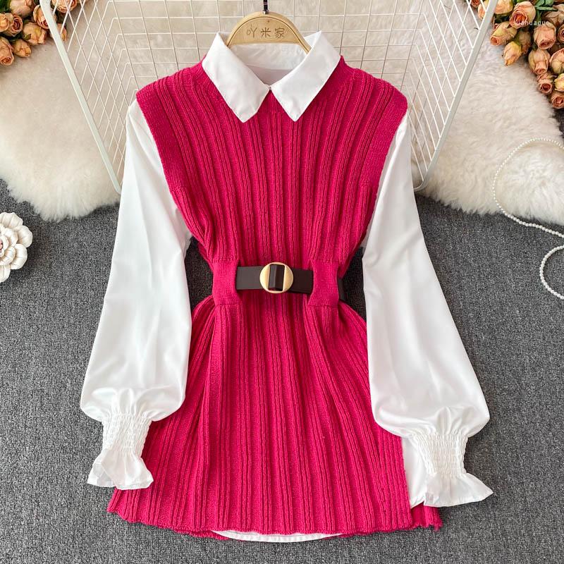Women's Blouses Long Lantern Sleeve Shirt Women Fashion Knitted Vest 2 Two Piece Set Spring Autumn Womens Shirts Sets Sleeveless Sweater, Blue
Women's Blouses Long Lantern Sleeve Shirt Women Fashion Knitted Vest 2 Two Piece Set Spring Autumn Womens Shirts Sets Sleeveless Sweater, Blue