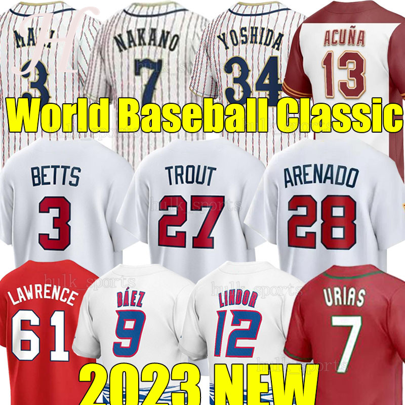 2023 World Baseball Classic WBC Team USA Jersey Mike Trout Bobby Witt Jr. Nestor Cortes Nolan Arenado MexicoUrias Japan Nakano Panama Lawrence Venezuela Suarez