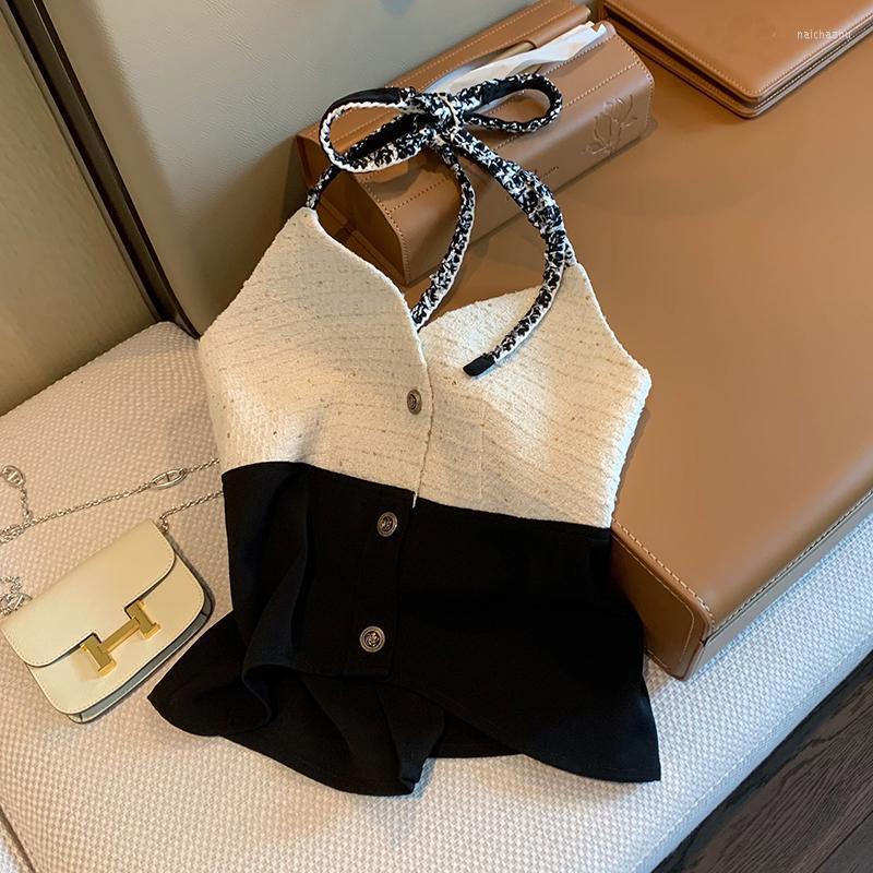 Women' Tanks Temperament Top 2023 Women Clothing Slim Waist Halter Lace Up Sling Vest Contrast Color Backless Camis Fashion Sexy Korean, White
Women' Tanks Temperament Top 2023 Women Clothing Slim Waist Halter Lace Up Sling Vest Contrast Color Backless Camis Fashion Sexy Korean, White