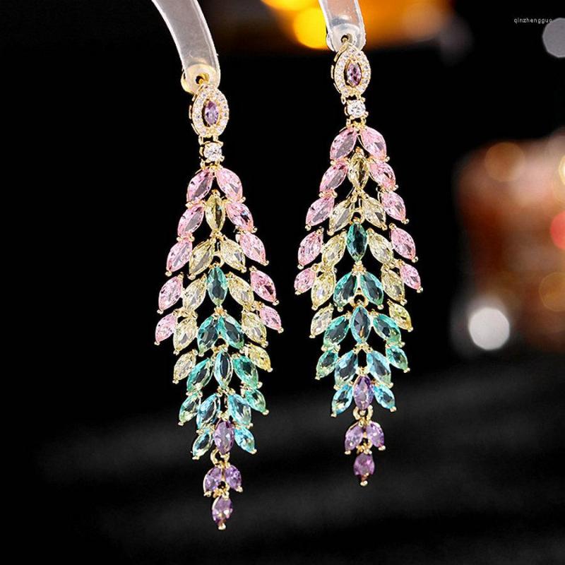 Dangle Earrings 1 Pair Colorful CZ Drop Leaves Tassel High Quality Women Party Accessory Fashion Jewelry
Dangle Earrings 1 Pair Colorful CZ Drop Leaves Tassel High Quality Women Party Accessory Fashion Jewelry