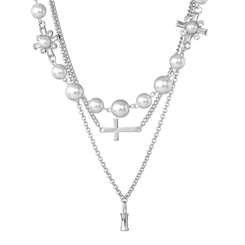 Pendant Necklaces 316L Stainless Steel Double Layer Micro Inlaid Pearl Cross Necklace For Women
Pendant Necklaces 316L Stainless Steel Double Layer Micro Inlaid Pearl Cross Necklace For Women