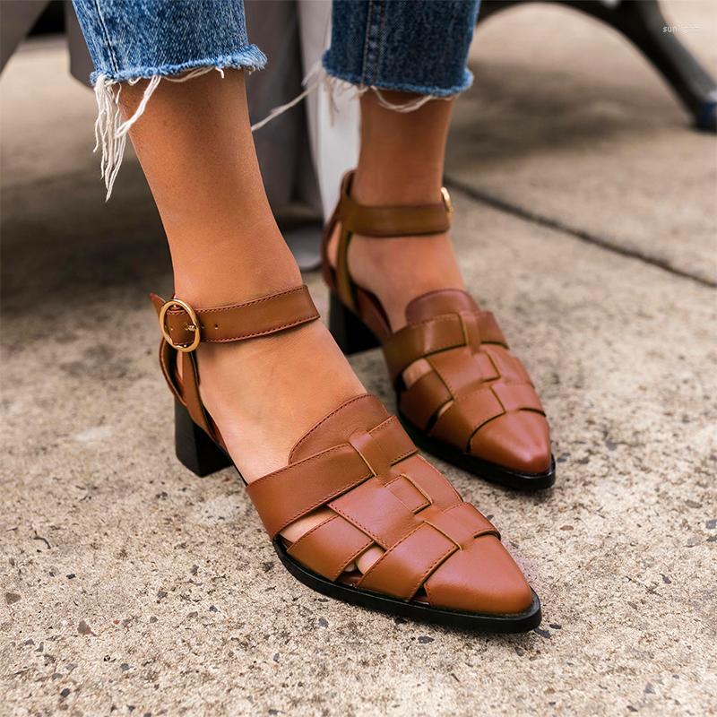 Dress Shoes Women Buckle Weave Hollow Out Sandals Female Square Med Heels Pointed Toe Ladies Office Summer Footwear Plus Size, Black
Dress Shoes Women Buckle Weave Hollow Out Sandals Female Square Med Heels Pointed Toe Ladies Office Summer Footwear Plus Size, Black