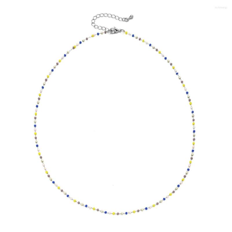 Chains ZMZY Colorful Bead Necklace For Women Neck Boho Choker Necklaces Glass Jewelry On The Stainless Steel Chain
Chains ZMZY Colorful Bead Necklace For Women Neck Boho Choker Necklaces Glass Jewelry On The Stainless Steel Chain