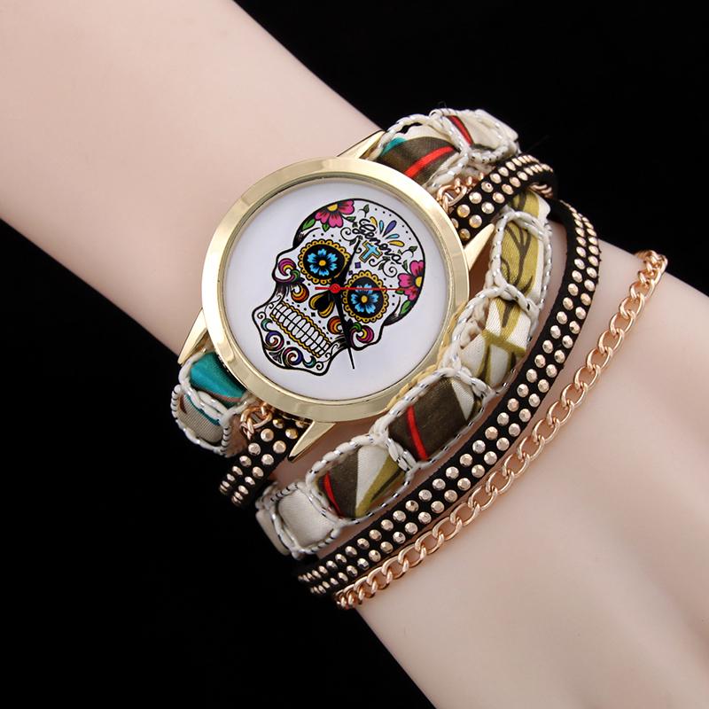 Wristwatches Selling Fashion Bracelet Watch Women Skull Pattern Rivet Chain Winding Watches High Quality Quartz Relogio FemininoWristwatches, White
Wristwatches Selling Fashion Bracelet Watch Women Skull Pattern Rivet Chain Winding Watches High Quality Quartz Relogio FemininoWristwatches, White