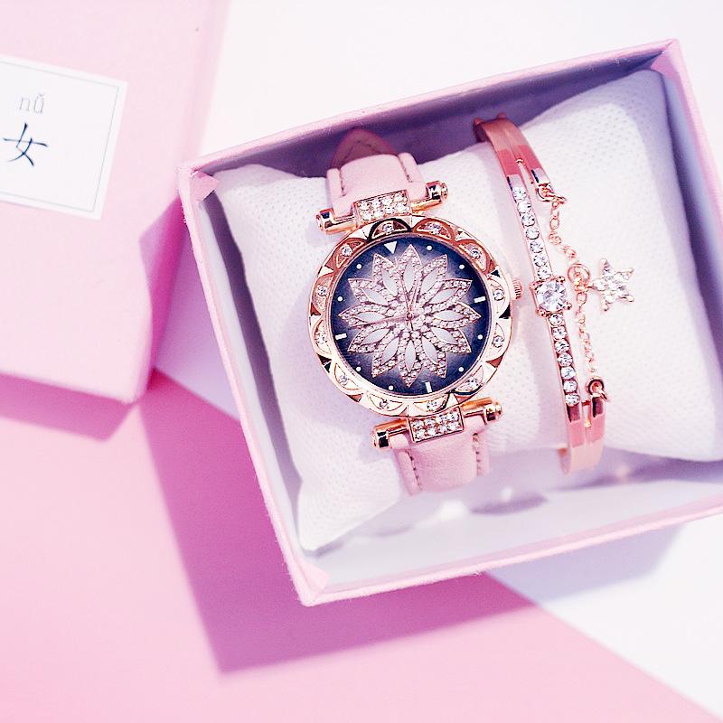 Wristwatches Women Watches Bracelet Set Starry Sky Ladies Watch Casual Leather Quartz Wristwatch Clock Relogio FemininoWristwatches, Gray
Wristwatches Women Watches Bracelet Set Starry Sky Ladies Watch Casual Leather Quartz Wristwatch Clock Relogio FemininoWristwatches, Gray