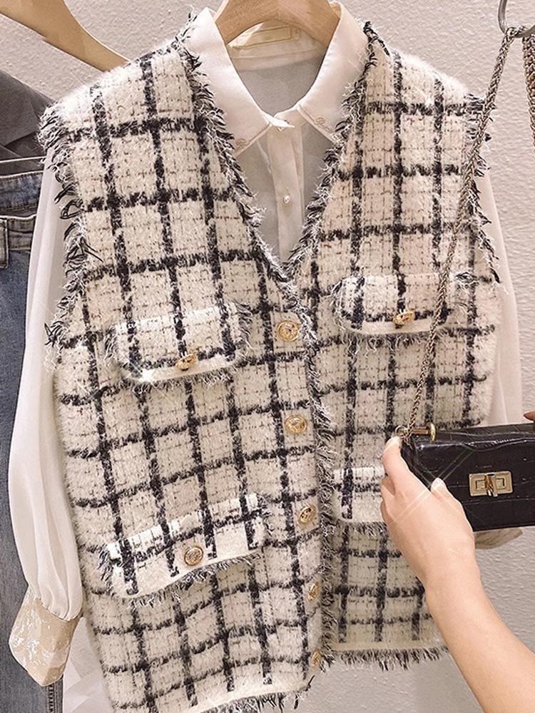 Women's Knits Tossy Tweed Sweater Vest Women Autumn Jacket Knitted Top Casual Sleeveless Loose Wool Coat Single Breasted Outwear 2023, Black
Women's Knits Tossy Tweed Sweater Vest Women Autumn Jacket Knitted Top Casual Sleeveless Loose Wool Coat Single Breasted Outwear 2023, Black
