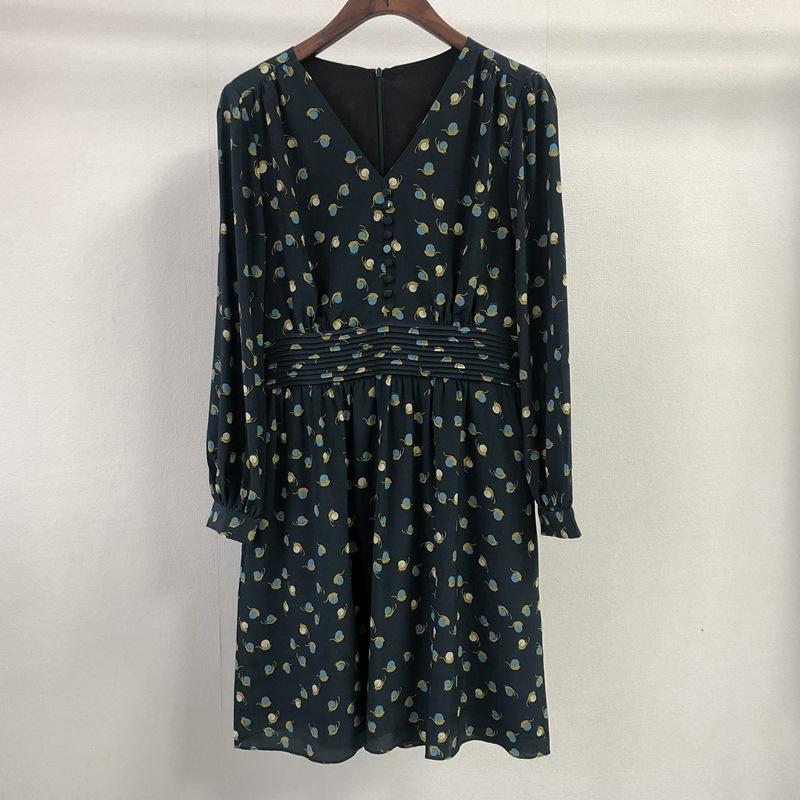 Casual Dresses Women's V-Neck Dress Mulberry Silk Printing Long Sleeve Waist Closing 2023 Spring Summer, As the photo
Casual Dresses Women's V-Neck Dress Mulberry Silk Printing Long Sleeve Waist Closing 2023 Spring Summer, As the photo