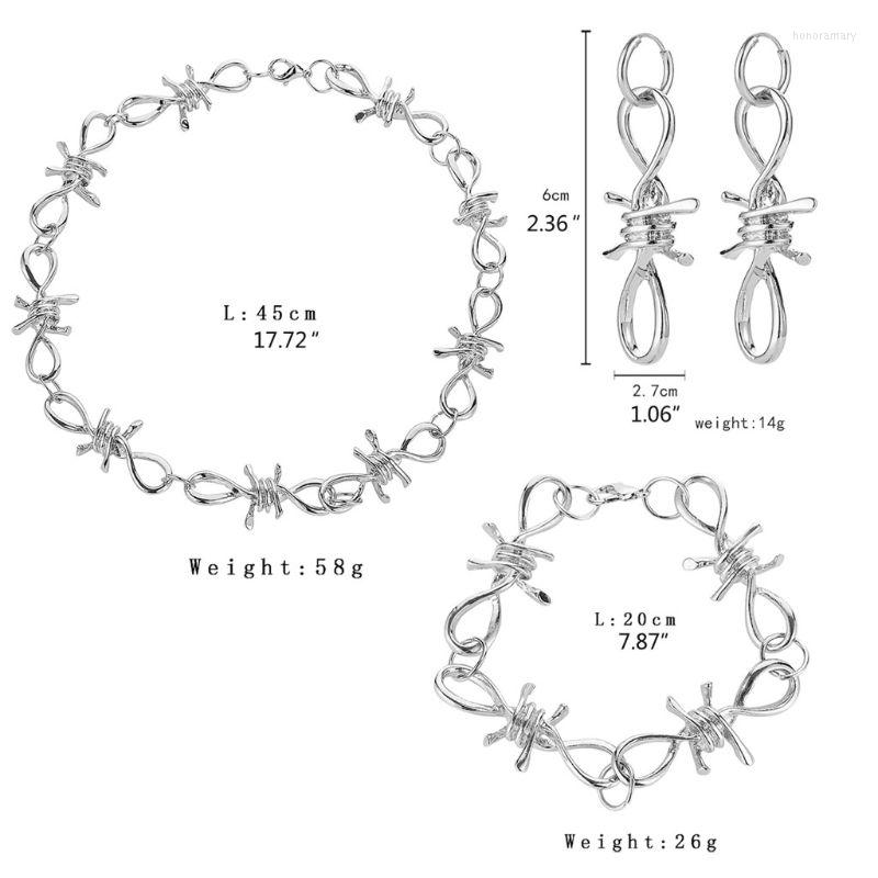 Necklace Earrings Set 3Pcs Vintage Silver Punk Gothic Barbed Wire Brambles Chokers Bracelet Jewelry Men Women Jewerly, Picture shown
Necklace Earrings Set 3Pcs Vintage Silver Punk Gothic Barbed Wire Brambles Chokers Bracelet Jewelry Men Women Jewerly, Picture shown