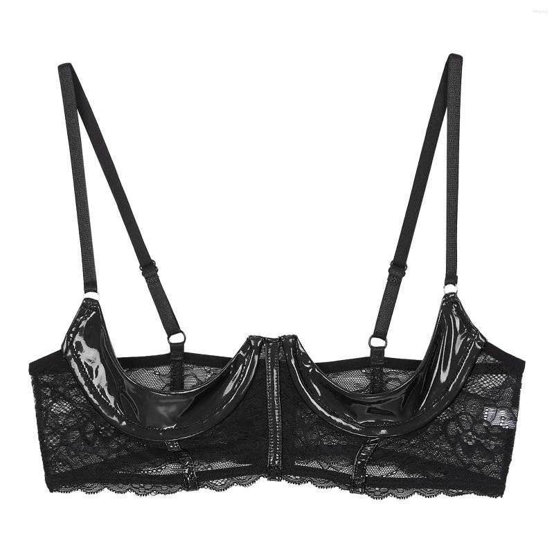 Bras Women Open Cup Bra Wetlook Patent Leather Underwired Adjustable Floral Lace Brassiere Sexy Half Lingerie Underwear, Black
Bras Women Open Cup Bra Wetlook Patent Leather Underwired Adjustable Floral Lace Brassiere Sexy Half Lingerie Underwear, Black