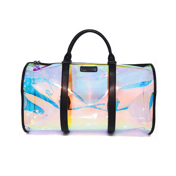 Duffel Bags Colorful Shiny Luggage Bag Transparent Sports Fitness for Men and Women Short Distance Business Travel Large Capacity 230316