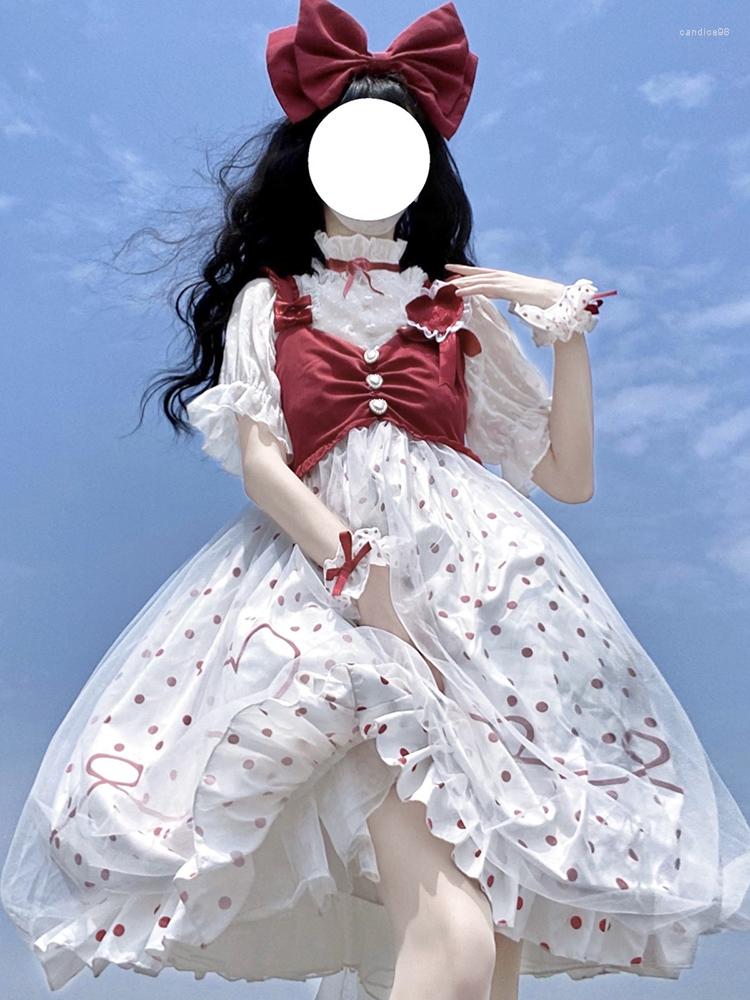 Casual Dresses Original Summer Harajuku White Red Wave Point Stitching Dress Girl Fashion Temperament Sweet Lolita Kawaii Sling
Casual Dresses Original Summer Harajuku White Red Wave Point Stitching Dress Girl Fashion Temperament Sweet Lolita Kawaii Sling