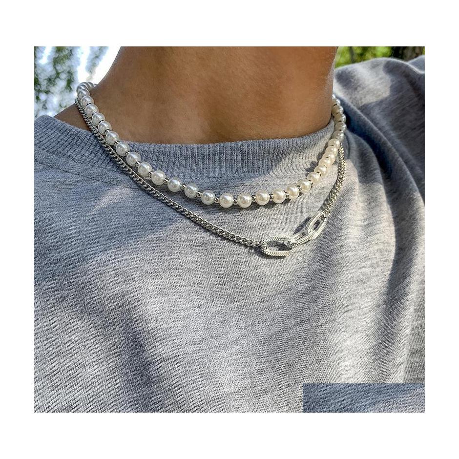 Chains Retro Geometric Design Imitation Pearl Double Layer Necklace Creative Hip Hop Style Men And Women Same Jewelry Accessories Gi Dhi2L
Chains Retro Geometric Design Imitation Pearl Double Layer Necklace Creative Hip Hop Style Men And Women Same Jewelry Accessories Gi Dhi2L