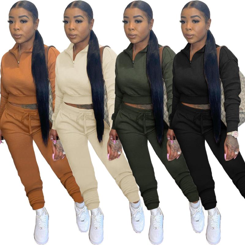 Women's Two Piece Pants Turn Down Collar Zipper Full Sleeve Top And Suit Tracksuit Matching Set Clothing For Autumn Outfit, Black
Women's Two Piece Pants Turn Down Collar Zipper Full Sleeve Top And Suit Tracksuit Matching Set Clothing For Autumn Outfit, Black