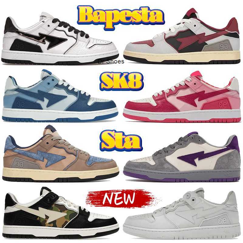 

2023 Top Bapesta SK8 Court Sta low running shoes Apes Nigo Light Grey Cream Beige triple White Silver 16th Anniversary Brown Ivory men women, 08 abc camo blue