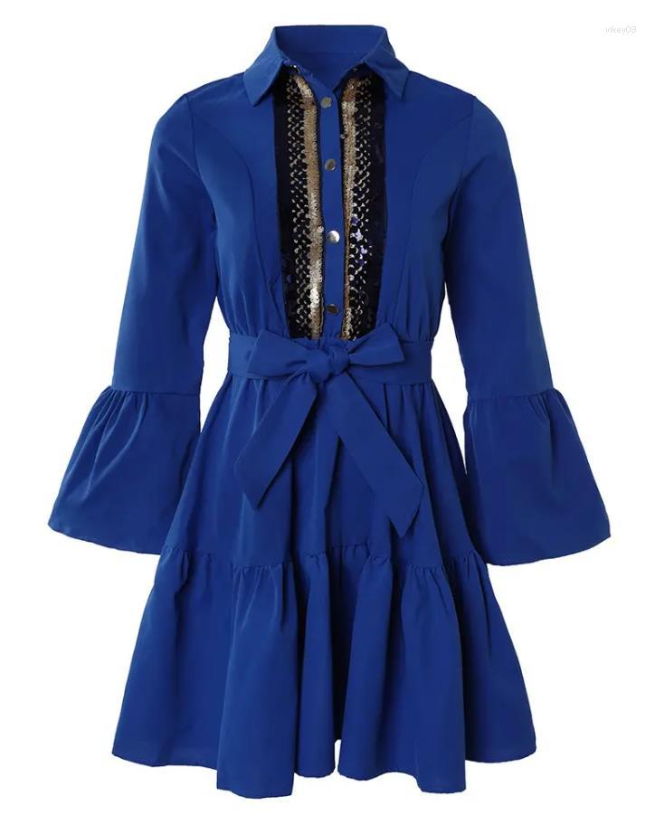 Casual Dresses Elegant Women 2023 Summer Fashion Contrast Sequin Bell Sleeve Plain Turn-Down Collar Long Mini Shirt Dress
Casual Dresses Elegant Women 2023 Summer Fashion Contrast Sequin Bell Sleeve Plain Turn-Down Collar Long Mini Shirt Dress