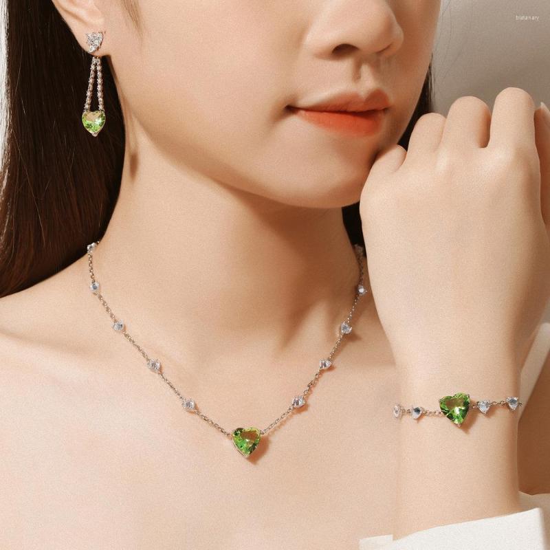 Necklace Earrings Set Foydjew Cute And Elegant Heart-shaped Mint Green Zircon Necklaces Bracelets Drop Bridal Wedding, Picture shown
Necklace Earrings Set Foydjew Cute And Elegant Heart-shaped Mint Green Zircon Necklaces Bracelets Drop Bridal Wedding, Picture shown
