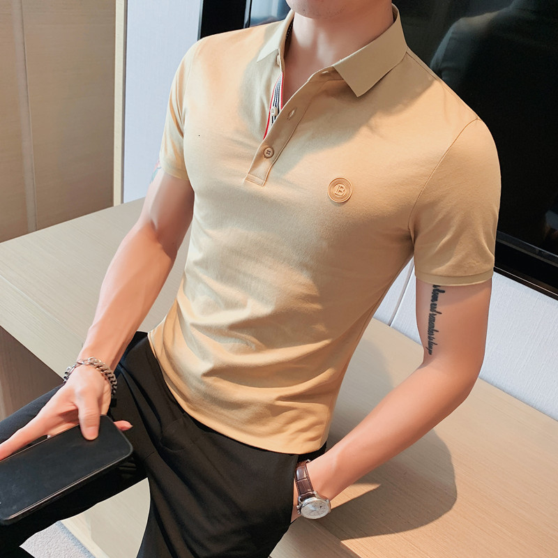 Men's Polos Solid Color Gentlemen Polo Shirt Men Spring Simple Short Sleeve Men Polo Shirt Slim Casual Business Formal Wear Polo Homme 230317