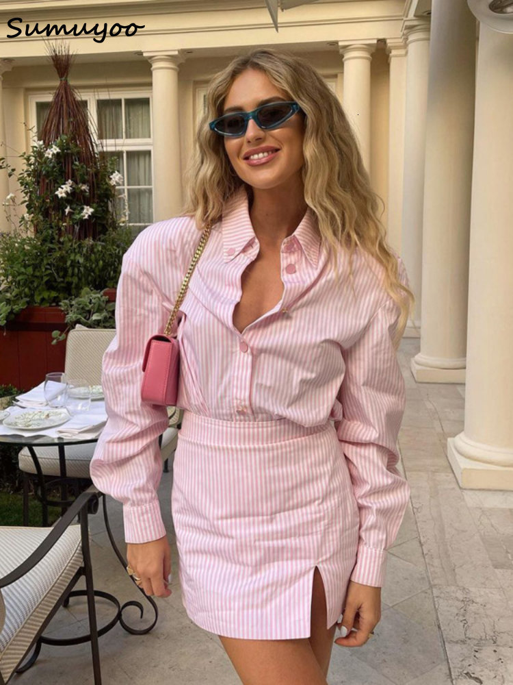 Two Piece Dress Sumuyoo Women 2 Pieces Skirt Sets Long Sleeve Single Breasted Striped Shirts High Waist Mini Skirt Office Lady Skirt Sets 230316, Pink
Two Piece Dress Sumuyoo Women 2 Pieces Skirt Sets Long Sleeve Single Breasted Striped Shirts High Waist Mini Skirt Office Lady Skirt Sets 230316, Pink