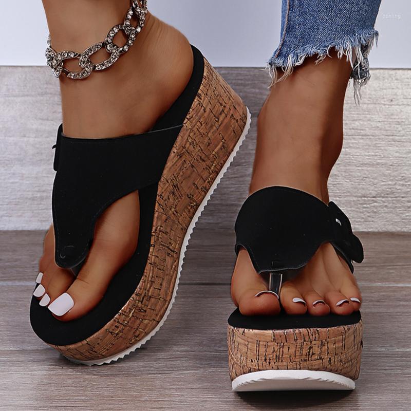 Dress Shoes Buckle Flip Flops Women's Wedge Sandals Summer Slippers Roman Casual Plus Size Sandalias De Verano Para Mujer, Black
Dress Shoes Buckle Flip Flops Women's Wedge Sandals Summer Slippers Roman Casual Plus Size Sandalias De Verano Para Mujer, Black
