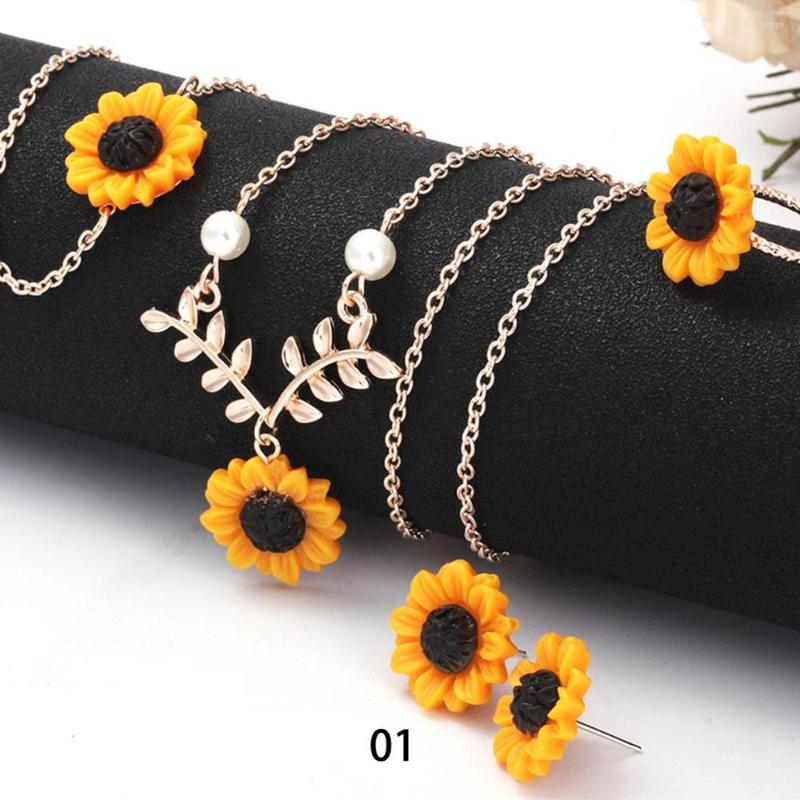 Necklace Earrings Set Creative Fashion Bohemia Sunflower Rose Gold Ring Bracelet For Women Janedream Drop Dangle Jewelry, Picture shown
Necklace Earrings Set Creative Fashion Bohemia Sunflower Rose Gold Ring Bracelet For Women Janedream Drop Dangle Jewelry, Picture shown