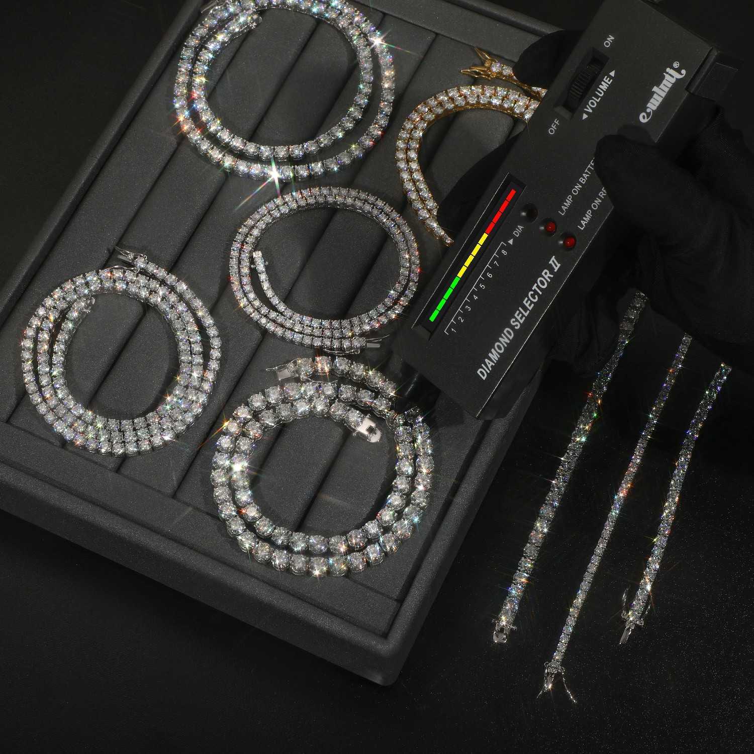 Local Us Stock Pass Diamond Tester Lab Grown d Color Vvs Moissanite Tennis Chain Necklace for Men Women