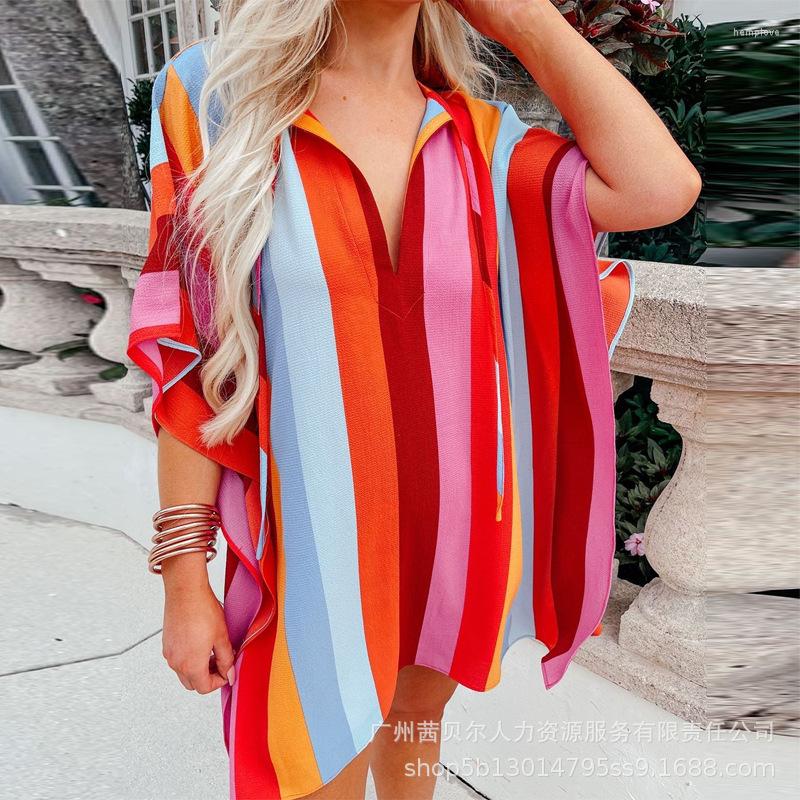Women' Blouses Women' Pullover Shirt Summer Fashion Loose V-neck Batwing Sleeve Top Casual Striped Irregular, Multicolor
Women' Blouses Women' Pullover Shirt Summer Fashion Loose V-neck Batwing Sleeve Top Casual Striped Irregular, Multicolor