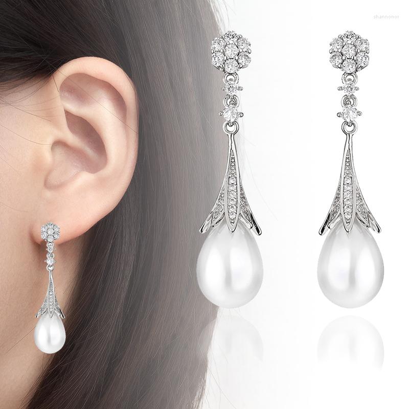 Stud Earrings CANPEL Fashion Pearl Dangle For Women White Color Cubic Zirconia Jewelry Water Drop Wedding Engagement 2023
Stud Earrings CANPEL Fashion Pearl Dangle For Women White Color Cubic Zirconia Jewelry Water Drop Wedding Engagement 2023