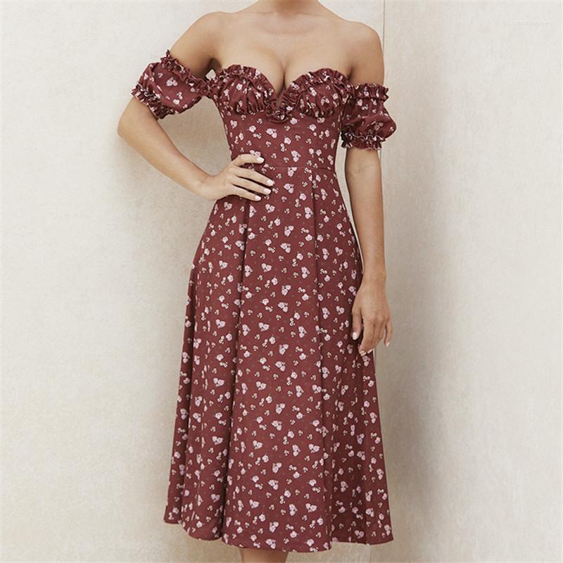 Party Dresses Summer Women Sexy Boat Neck Dress Floral Printed Pattern Short Sleeve Off-the-shoulder Side Slit Sundress
Party Dresses Summer Women Sexy Boat Neck Dress Floral Printed Pattern Short Sleeve Off-the-shoulder Side Slit Sundress