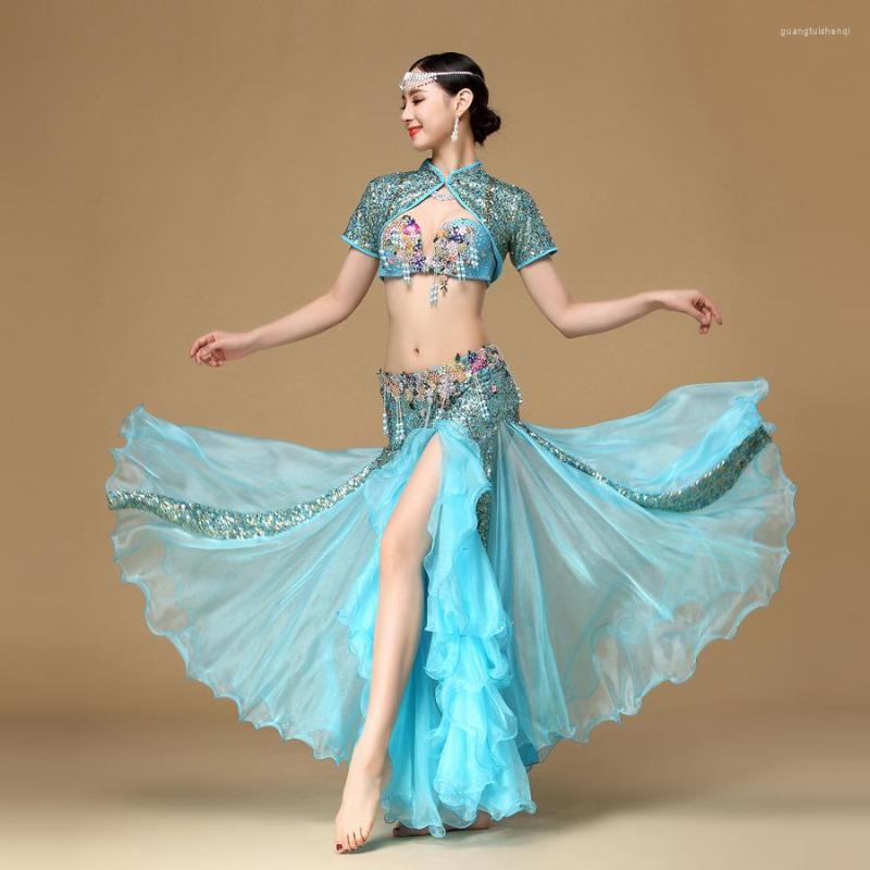 Stage Wear Women Dancewear Performance Egyptian Bellydance Clothes Outfit C/D Cup Maxi Skirt Belly Dance Costume Set With Sleeveless Jacket, White
Stage Wear Women Dancewear Performance Egyptian Bellydance Clothes Outfit C/D Cup Maxi Skirt Belly Dance Costume Set With Sleeveless Jacket, White