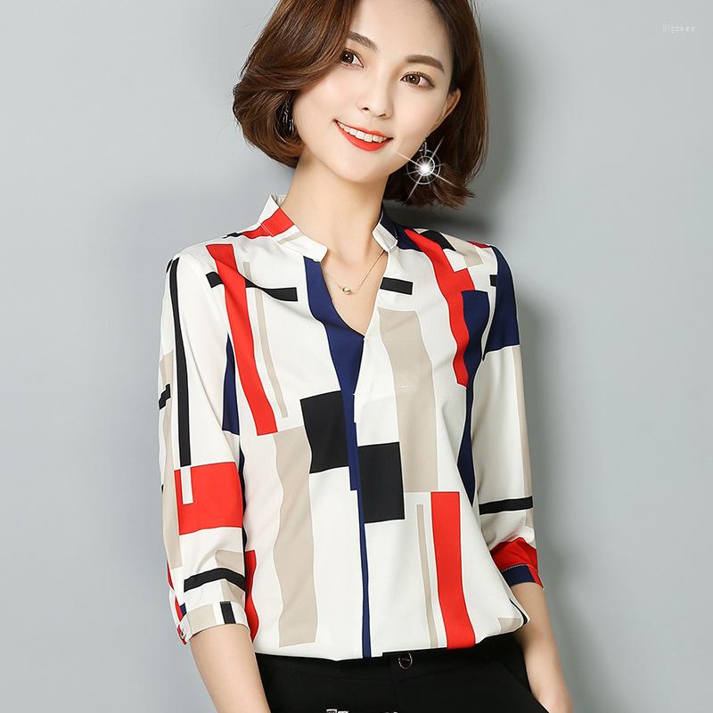 Women' Blouses Chiffon Blouse Women Spring Autumn Three Quarter Sleeve V Collar Stripe Bottom Shirt Female Korean Casual Top Clothes H9022, Stylea
Women' Blouses Chiffon Blouse Women Spring Autumn Three Quarter Sleeve V Collar Stripe Bottom Shirt Female Korean Casual Top Clothes H9022, Stylea