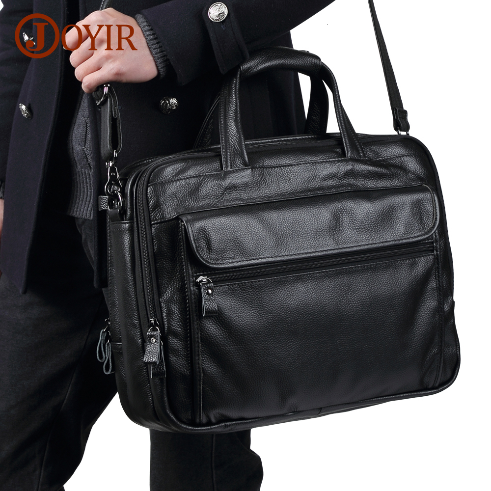 

Briefcases JOYIR Men Briefcases Genuine Leather Handbag 15.6"Laptop Messenger Shoulder Bag for Documents Men's Bag Business 230316, Coffee briefcase