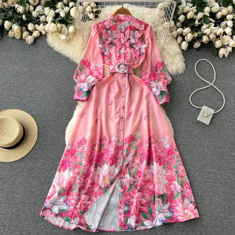 Casual Dresses Ethnic Slim Long Sleeve Print Dress Spring Summer Women' Fashion Elegant Single Breasted Vestidos De Fiesta H966, Pink
Casual Dresses Ethnic Slim Long Sleeve Print Dress Spring Summer Women' Fashion Elegant Single Breasted Vestidos De Fiesta H966, Pink