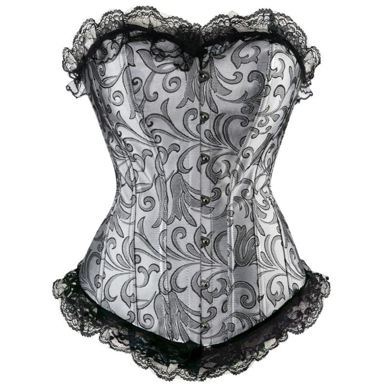 Bustiers & Corsets Floral Lace Tops For Women Plus Size Vintage Sexy Corset Gothic Satin Lingerie Corselet OverbustBustiers, Silver
Bustiers & Corsets Floral Lace Tops For Women Plus Size Vintage Sexy Corset Gothic Satin Lingerie Corselet OverbustBustiers, Silver