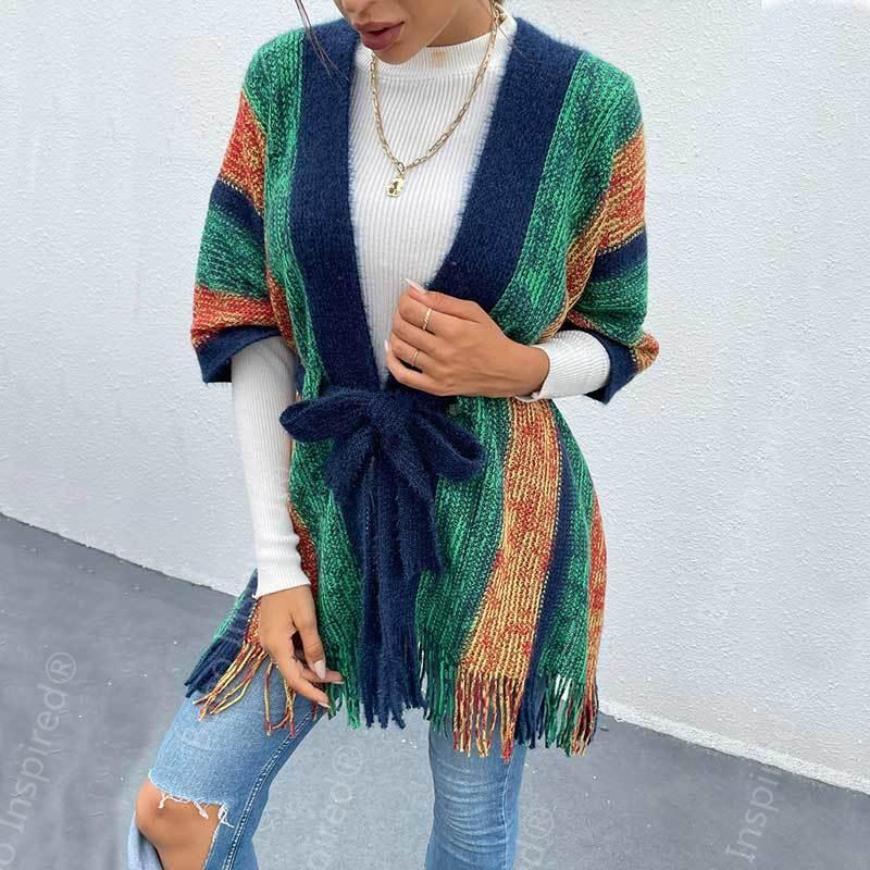 Women's Knits & Tees Boho Inspired Autumn Winter Oversized Sweater Cardigan Green Striped Fringes Loose Female Knitted Belt Tied Women, Orange
Women's Knits & Tees Boho Inspired Autumn Winter Oversized Sweater Cardigan Green Striped Fringes Loose Female Knitted Belt Tied Women, Orange