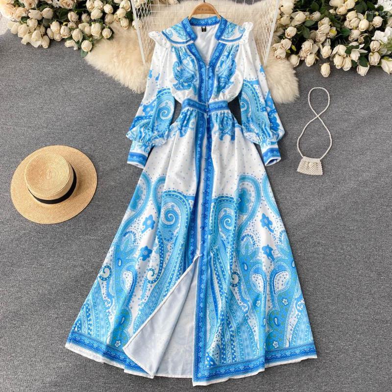 Casual Dresses WTIANYUW 2023 Spring Women Runway Designer Fashion V Neck Single Breasted Lantern Sleeve Printed Ruffles Maxi Dress, Sky blue
Casual Dresses WTIANYUW 2023 Spring Women Runway Designer Fashion V Neck Single Breasted Lantern Sleeve Printed Ruffles Maxi Dress, Sky blue