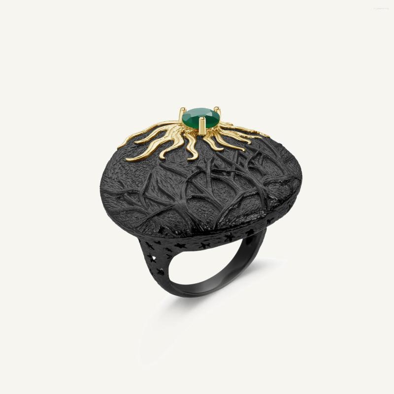 Cluster Rings GEM'S BALLET 925 Sterling Silver Black Handmade Ring Sun Chaser Story Natural Green Agate Gemstone For Women Fine Jewelry
Cluster Rings GEM'S BALLET 925 Sterling Silver Black Handmade Ring Sun Chaser Story Natural Green Agate Gemstone For Women Fine Jewelry
